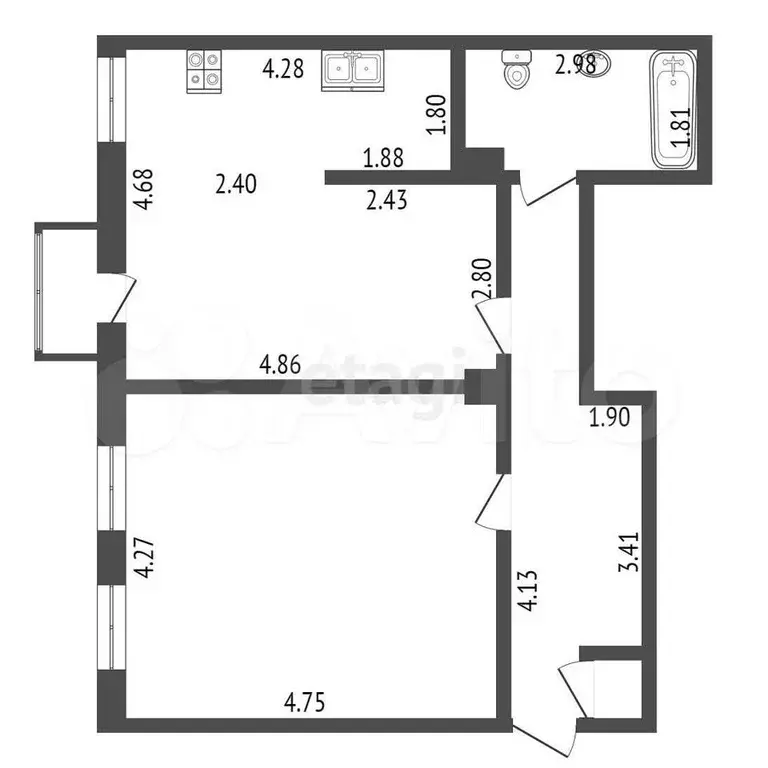 2-к. квартира, 57,7 м, 3/4 эт. - Фото 0