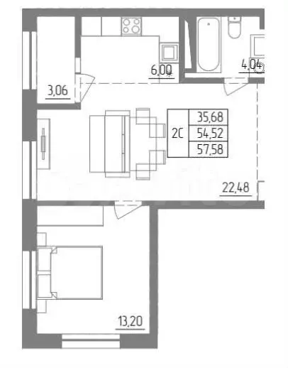 2-к. квартира, 60 м, 9/11 эт. - Фото 0