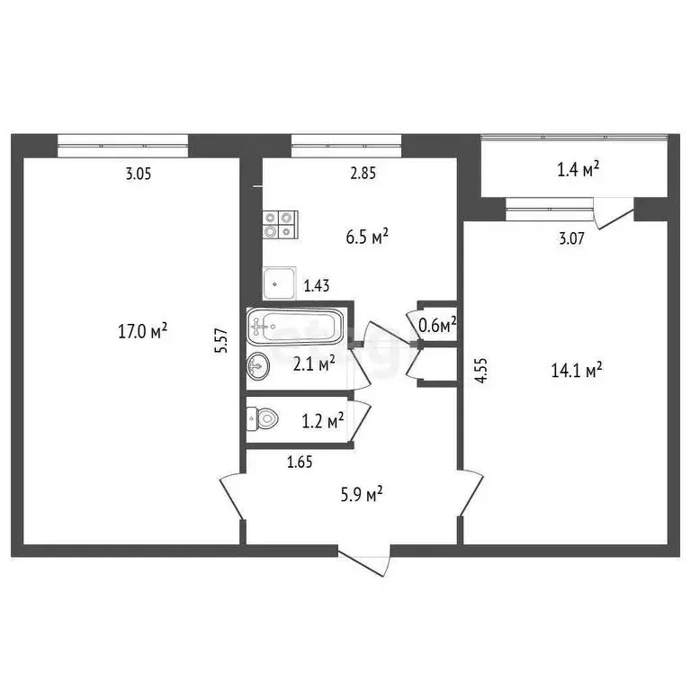 2-комнатная квартира: Саранск, улица Семашко, 13 (47.4 м) - Фото 1
