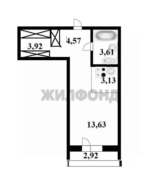 Студия Новосибирская область, Новосибирск ул. Забалуева, 98 (28.1 м) - Фото 0
