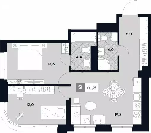 2-комнатная квартира: Москва, Лодочная улица, 27к2 (61.3 м) - Фото 0