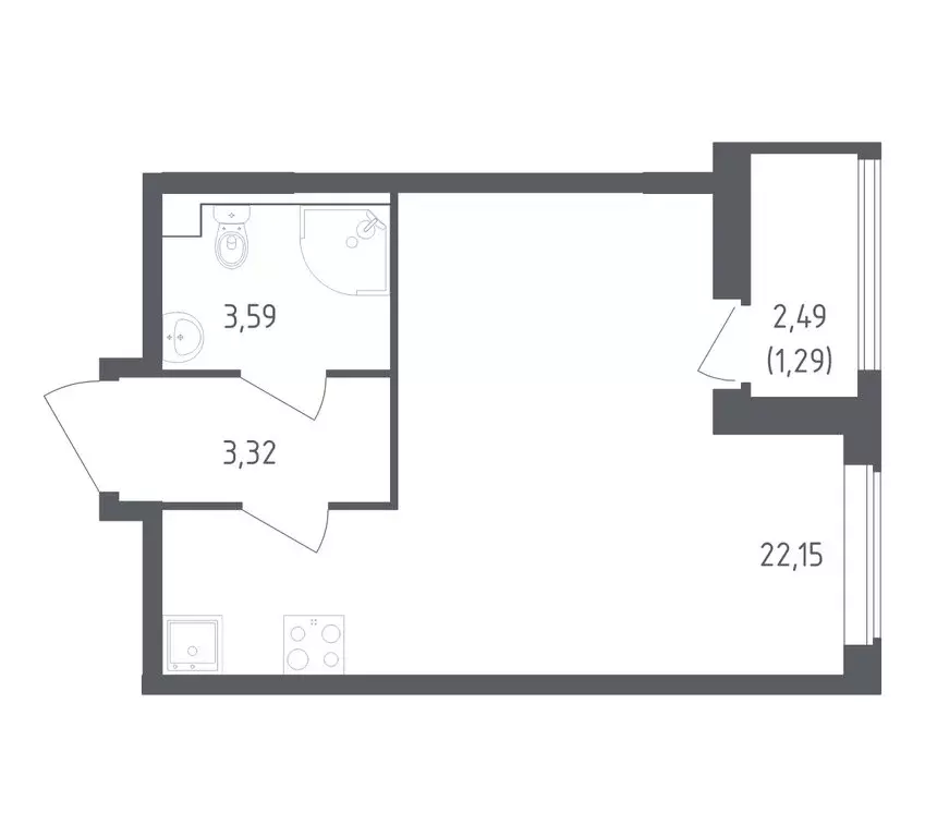 Квартира-студия: деревня Новосаратовка, улица Открытий, 3 (29.7 м) - Фото 1