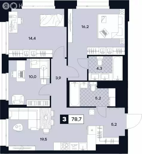 3-комнатная квартира: Москва, Лодочная улица, 27к2 (78.7 м) - Фото 0