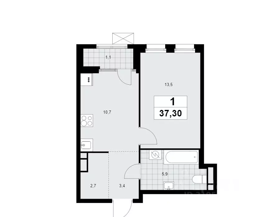 1-к кв. Москва ул. Зорге, 25С2 (37.3 м) - Фото 0