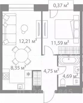 2-к кв. Москва пер. 1-й Котляковский, 4к2 (41.96 м) - Фото 2