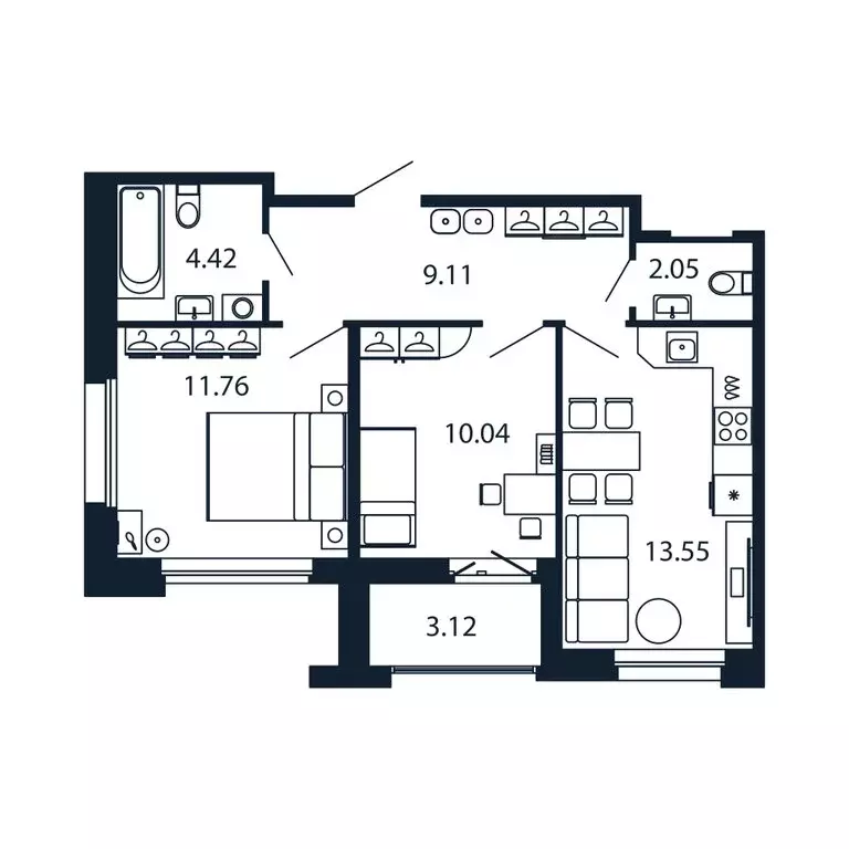 2-комнатная квартира: Новоселье, Центральная улица, 30к2 (50.4 м) - Фото 1