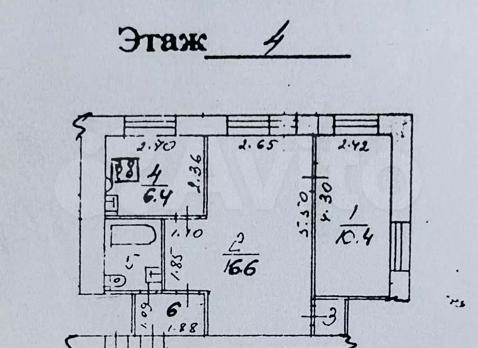 2-к. квартира, 39,6 м, 4/4 эт. - Фото 0