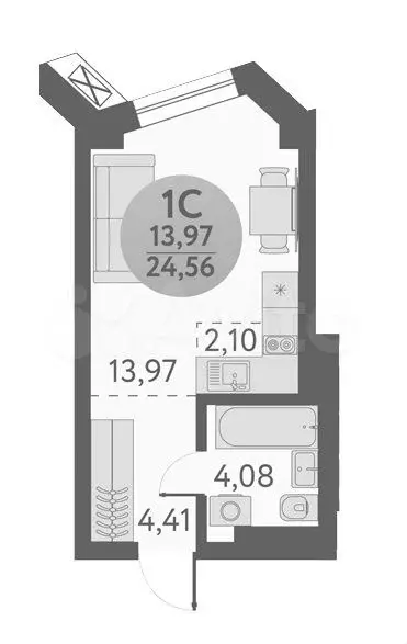 Квартира-студия, 24,6 м, 5/29 эт. - Фото 0