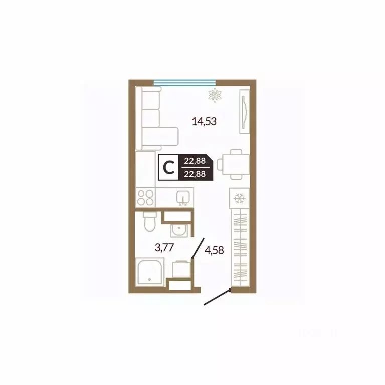 Студия Тюменская область, Тюменский район, д. Дударева  (22.88 м) - Фото 0