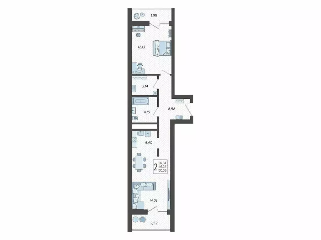 2-комнатная квартира: Сочи, микрорайон Бытха, Ясногорская улица, ... - Фото 1