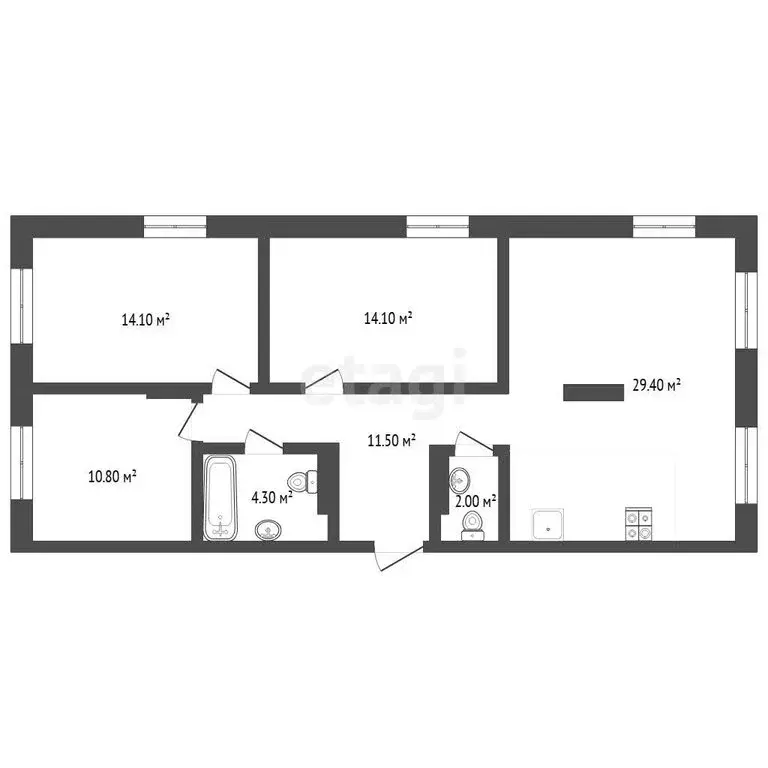 3-комнатная квартира: Тюмень, Новгородская улица, 14 (86.2 м) - Фото 0