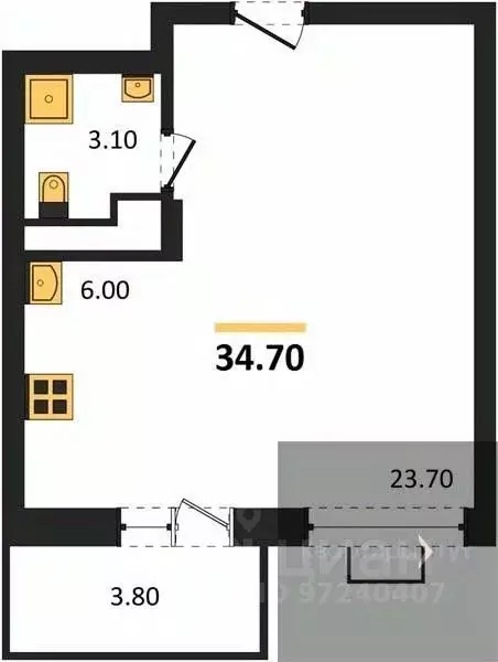 Студия Воронежская область, Воронеж Ключи мкр, Ключи-клаб жилой ... - Фото 1