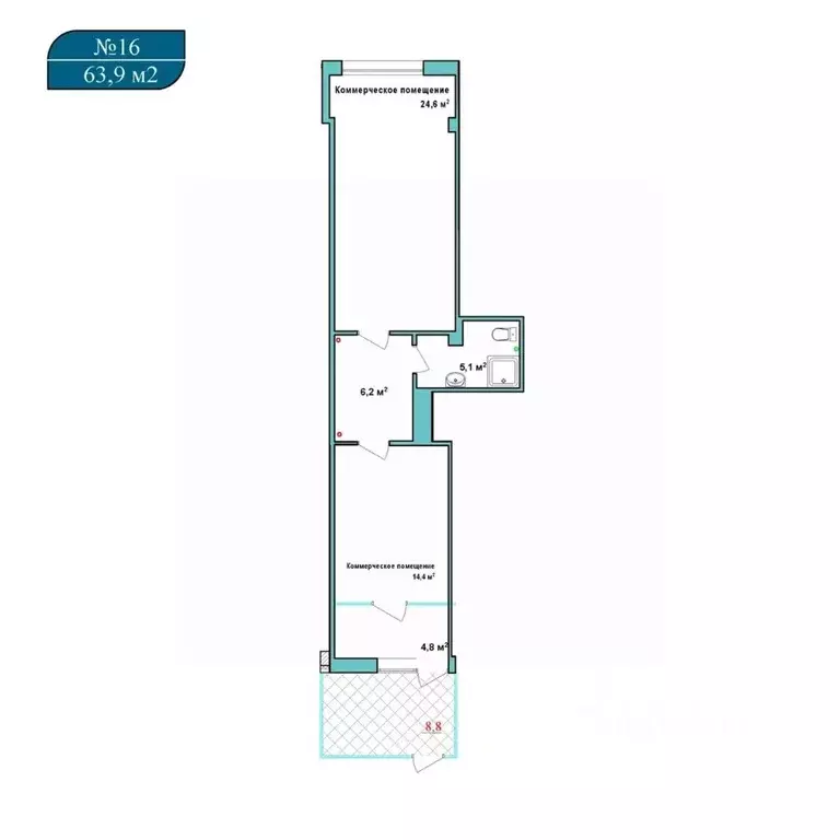 Офис в Севастополь Азимут жилой комплекс (64 м) - Фото 1