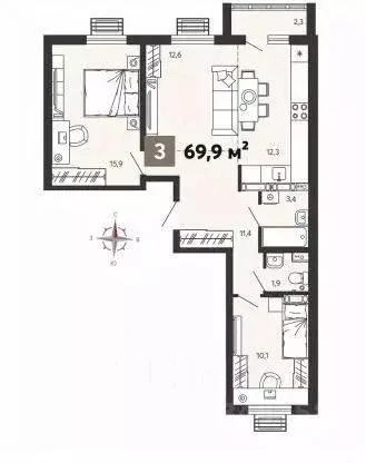 3-к кв. Пензенская область, Пенза ул. Шмидта, 5 (69.9 м) - Фото 0