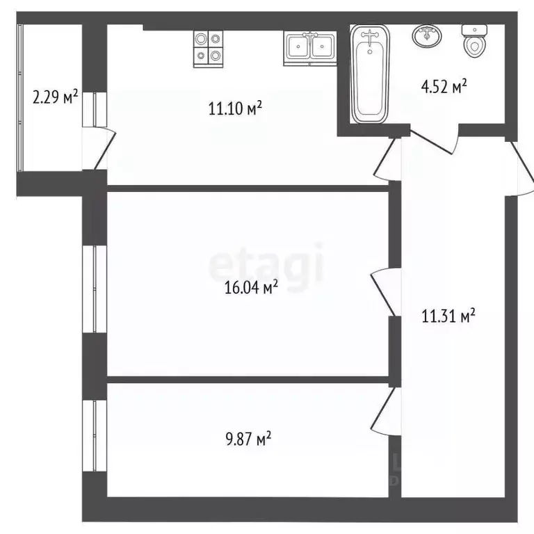 2-к кв. Калининградская область, Калининград бул. Борисовский, 17 ... - Фото 2