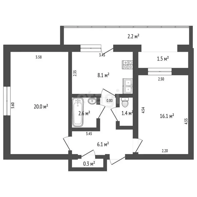 2-комнатная квартира: Феодосия, улица Челнокова, 98 (50.2 м) - Фото 1