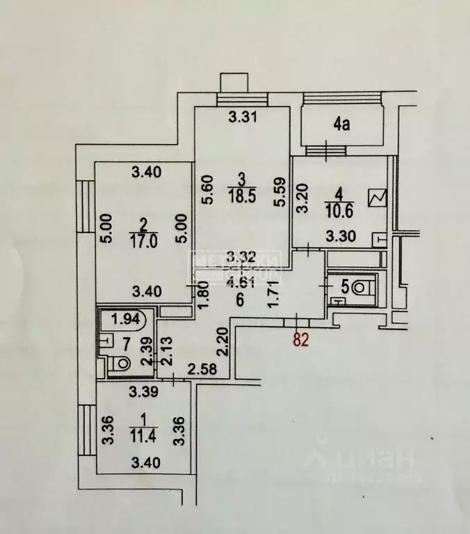 3-к кв. Москва Ташкентская ул., 29к1 (78.1 м) - Фото 2
