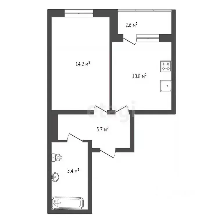 1-к кв. Красноярский край, Красноярск Октябрьская ул., 16 (37.4 м) - Фото 2