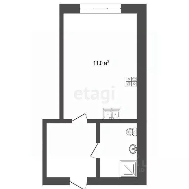 Студия Тюменская область, Тюмень Севастопольская ул., 2к4 (21.6 м) - Фото 1