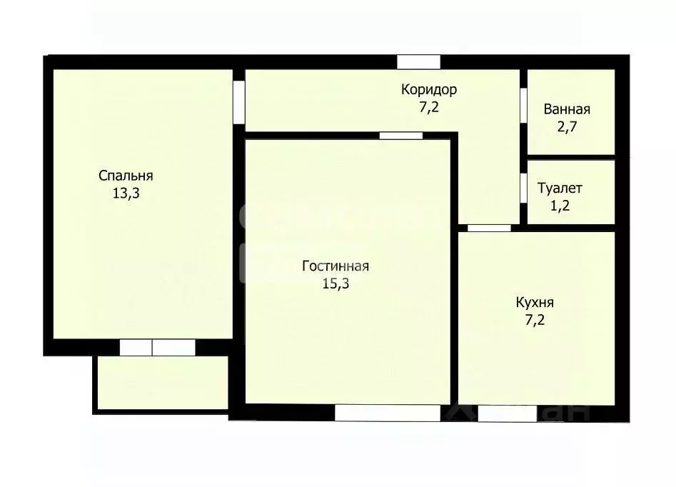 2-к кв. Хабаровский край, Хабаровск Служебная ул., 3 (46.9 м) - Фото 1