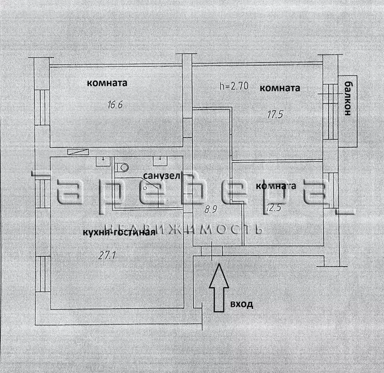 3-к. квартира, 88,4 м, 4/4 эт. - Фото 0
