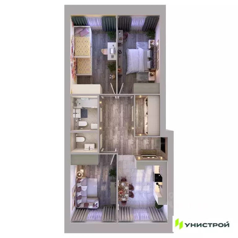 3-к кв. Татарстан, с. Высокая Гора ул. Вторая Ударная, 5 (75.66 м) - Фото 1