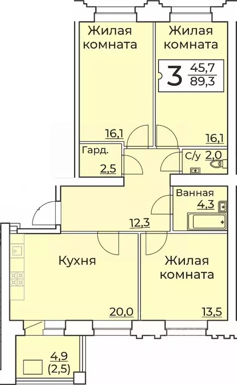 3-к кв. Чувашия, Чебоксары ул. Пирогова, 10А (90.55 м) - Фото 0