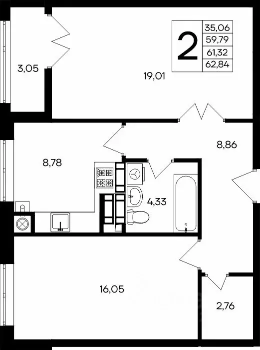 2-к кв. Крым, Евпатория Сезоны жилой комплекс (62.19 м) - Фото 1