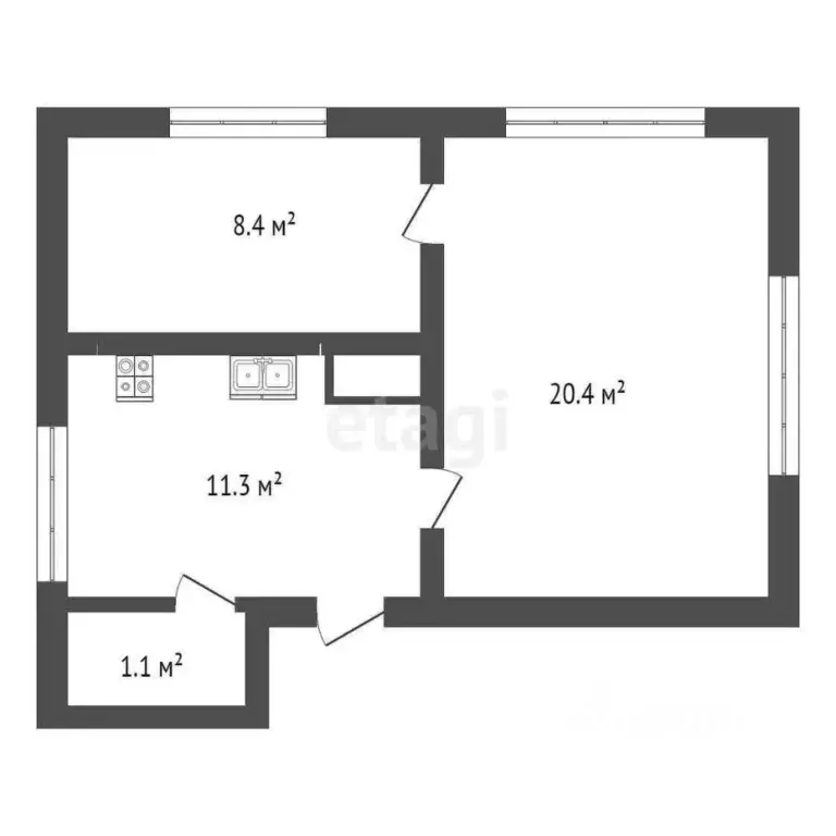 2-к кв. Крым, Сакский район, с. Веселовка ул. Новая, 36 (42.4 м) - Фото 2