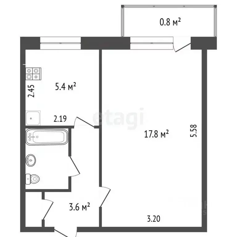 1-к кв. Крым, Симферополь ул. Ларионова (30.7 м) - Фото 2