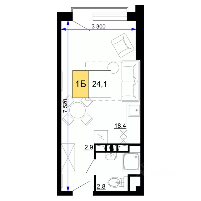 1-к кв. Краснодарский край, Анапа проезд Сосновый (24.1 м) - Фото 1