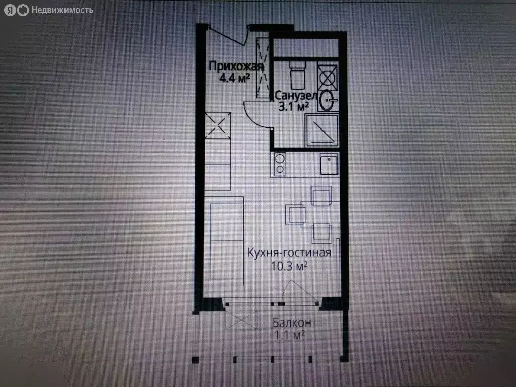 Квартира-студия: деревня Сапроново, микрорайон Купелинка, квартал ... - Фото 1