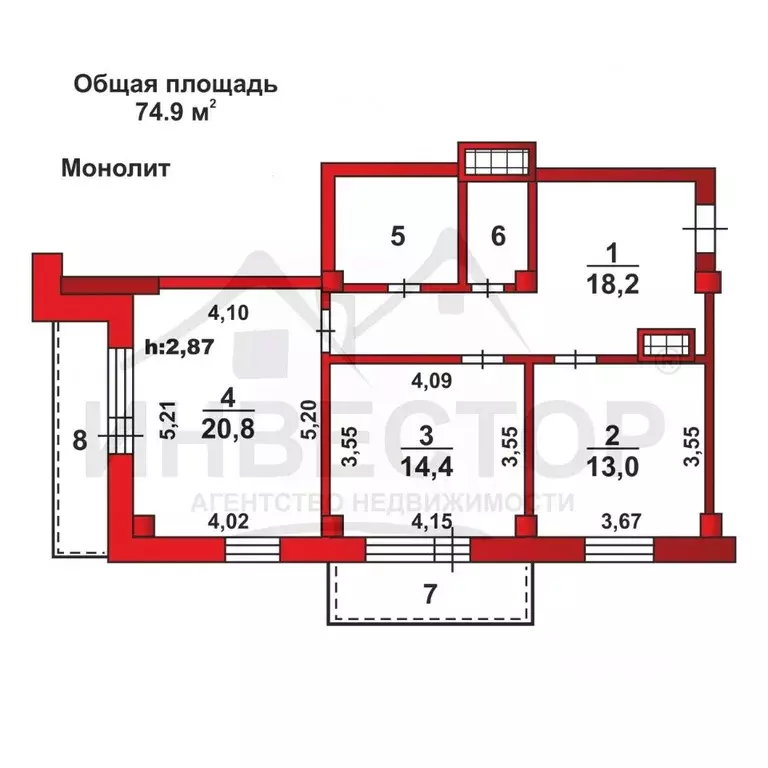 2-к кв. Челябинская область, Челябинск Комсомольский просп., 36в (74.9 ... - Фото 0