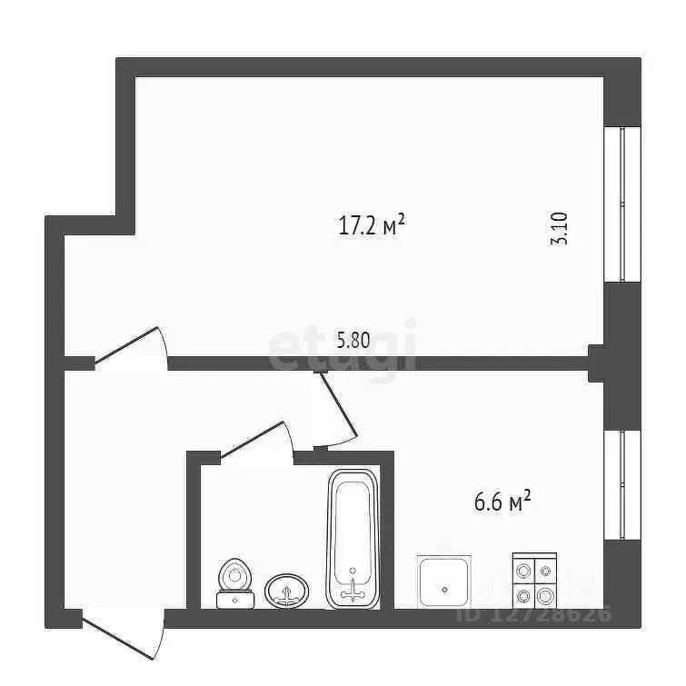 1-к кв. Калужская область, Калуга ул. Кубяка, 4 (31.0 м) - Фото 2