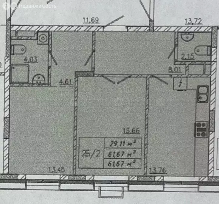 2-комнатная квартира: Казань, улица Сибгата Хакима, 62 (61.7 м) - Фото 1