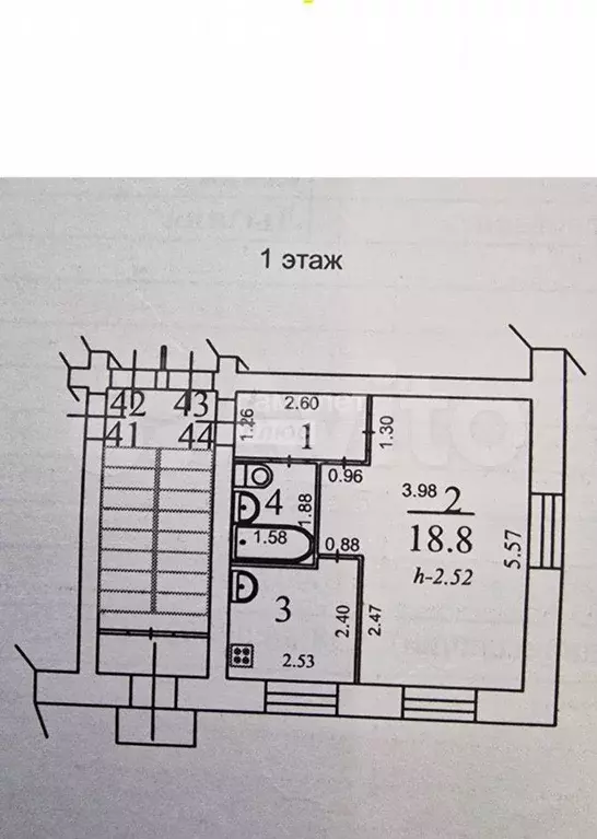 1-к. квартира, 30,9 м, 1/5 эт. - Фото 0