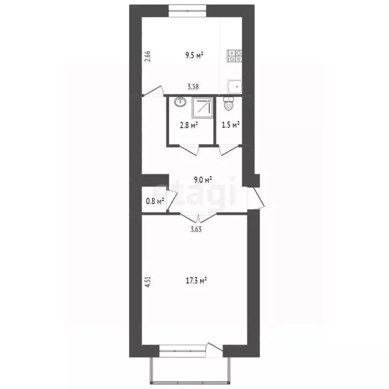 1-к кв. Севастополь ул. Павла Корчагина, 56 (41.0 м) - Фото 1