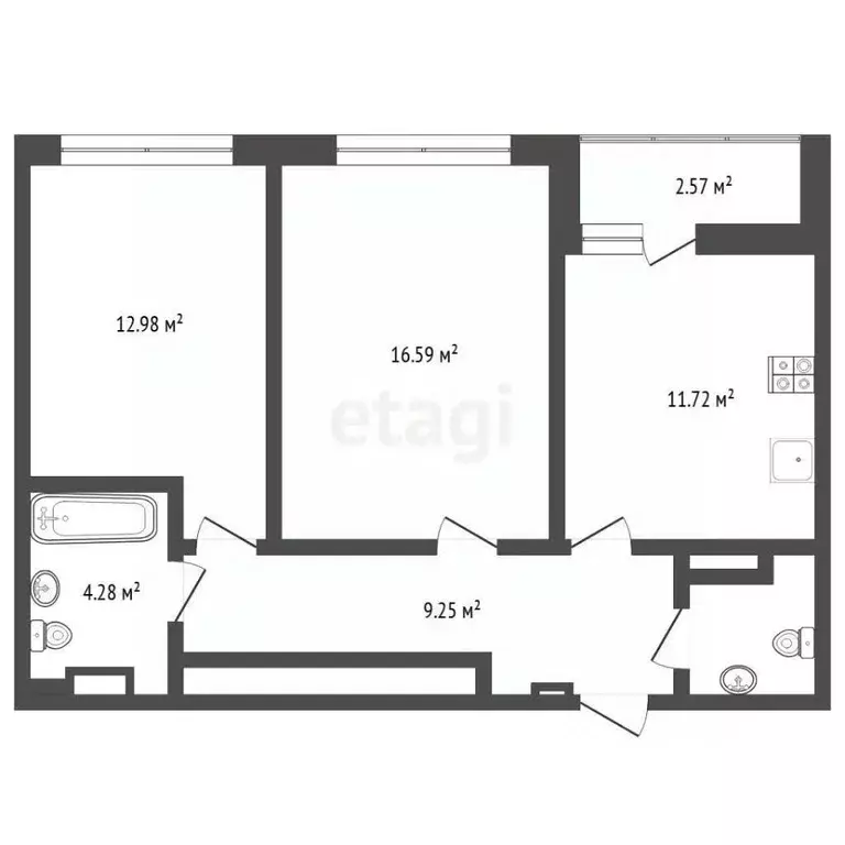 2-к кв. Тюменская область, Тюмень проезд Тихий, 2 (56.4 м) - Фото 2