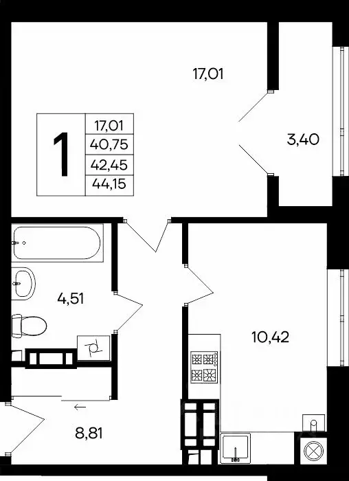 1-к кв. Крым, Евпатория Сезоны жилой комплекс (44.55 м) - Фото 1