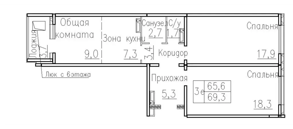 Продаётся 3-к квартира, 65.6 м - Фото 0