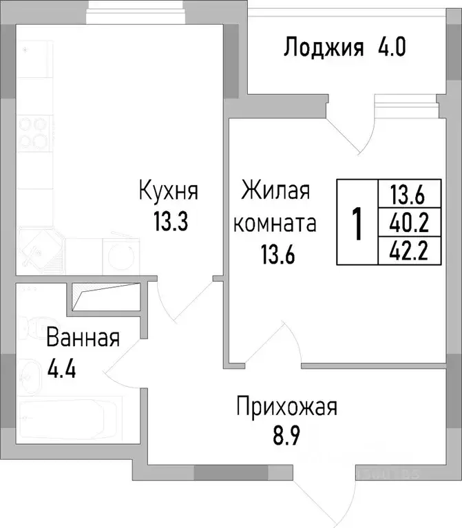 1-к кв. Липецкая область, Липецк Поколение жилой комплекс (42.1 м) - Фото 0