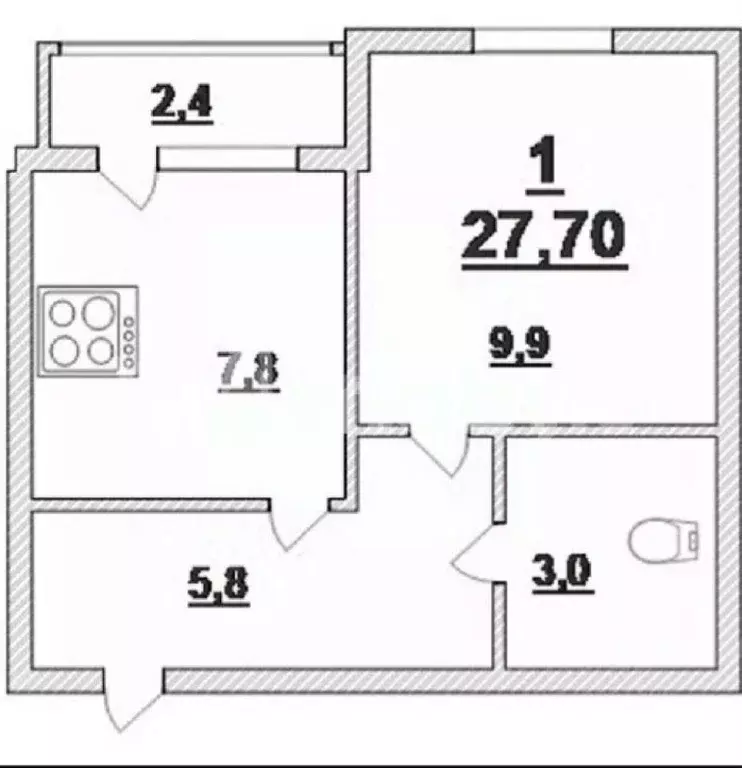 1-к кв. Калининградская область, Пионерский Октябрьская ул., 2к1 (26.6 ... - Фото 1