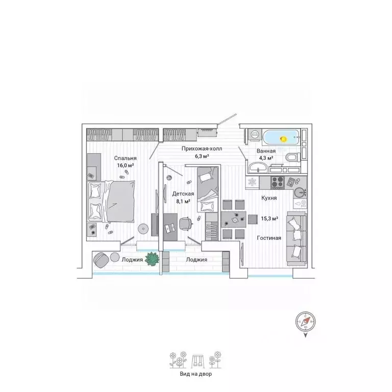 3-к кв. Приморский край, Владивосток ул. Нейбута (53.0 м) - Фото 1