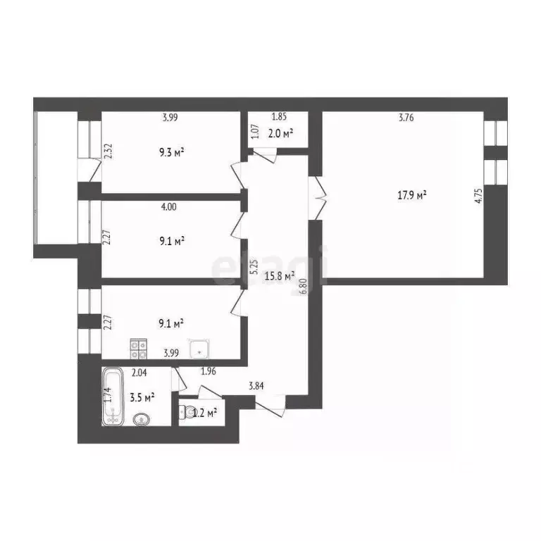 3-к кв. Тюменская область, Тюмень Широтная ул., 108к5 (67.9 м) - Фото 2