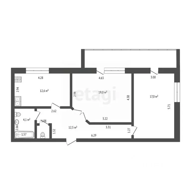 2-к кв. Тюменская область, Тюмень ул. Избышева, 6 (66.6 м) - Фото 1