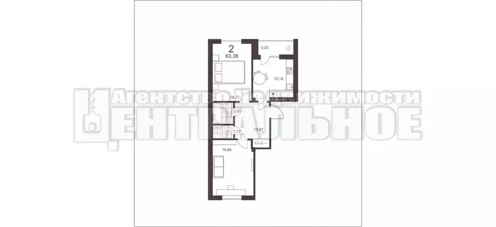 2-к кв. Смоленская область, Смоленск ул. Крупской, 60/2 (63.38 м) - Фото 1
