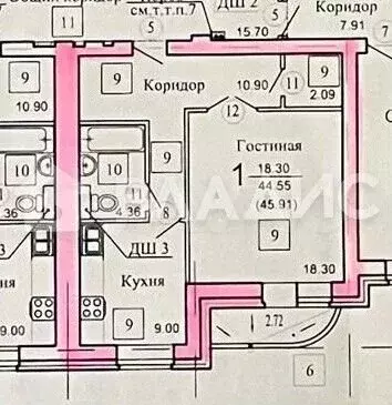 1-к. квартира, 45,9 м, 6/10 эт. - Фото 0