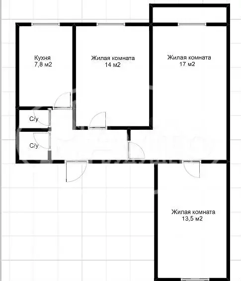 3-к. квартира, 53 м, 2/5 эт. - Фото 0