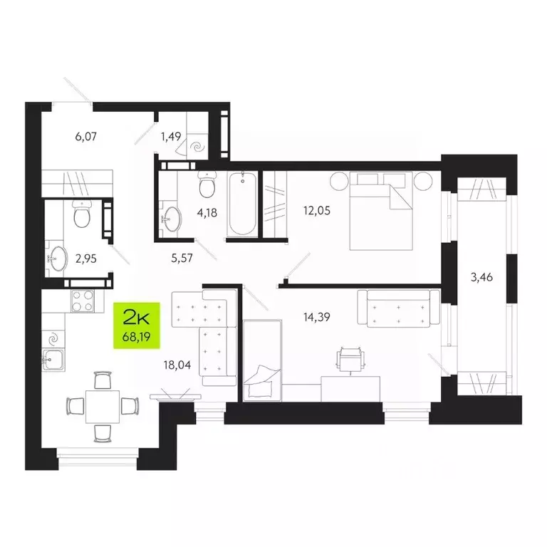 2-к кв. Томская область, Томск Уютный жилой квартал, ул. Маяковского, ... - Фото 1