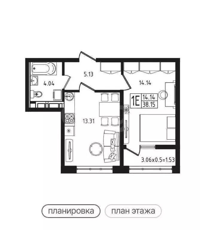 1-комнатная квартира: Майкоп, улица К.А. Васильева, 1к6 (38.15 м) - Фото 0